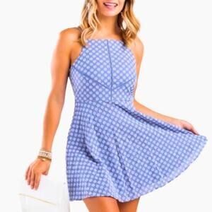 Trixxi Eyelet Skater size XL blue Dress, NWT White embroidered flowers cutout